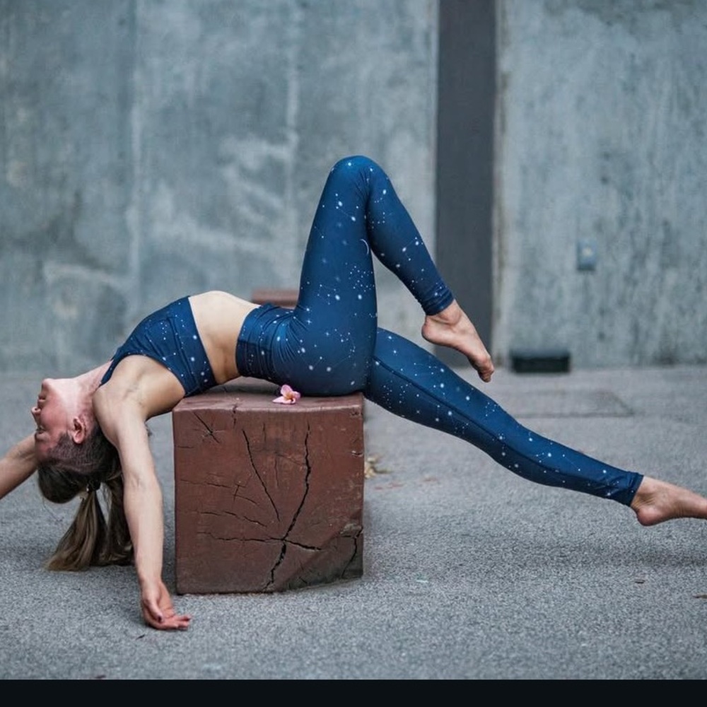 Women's Blue Yoga Leggings set - Picture 2 of 5